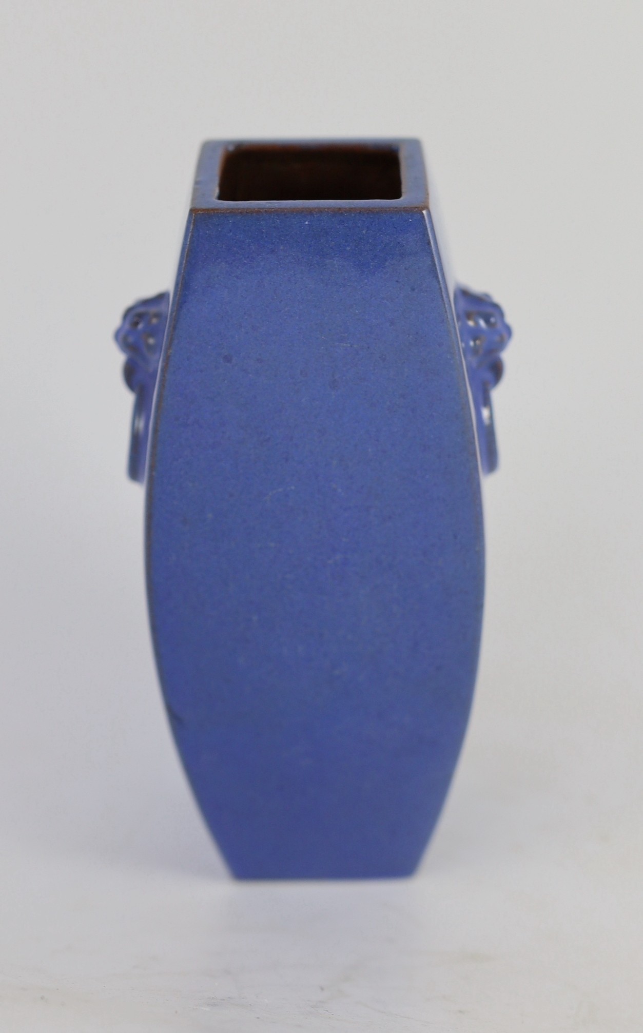 A Chinese Yixing blue glazed square vase, 19th/20th century, 16.2cm high